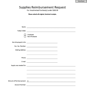 Supplies Reimbursement Request Form