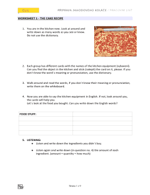 Cake Recipe Worksheet