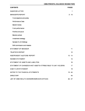 Thank you letter internship - CIMB-PRINCIPAL BALANCED INCOME FUND CONTENTS PAGES