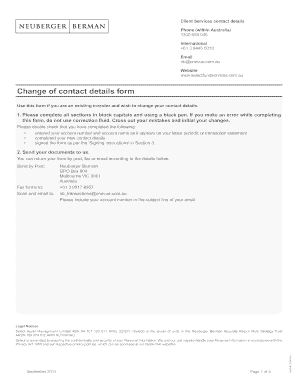 Change of Contact Details Form