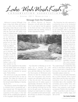 Spring 2011 - Lake Wah-Wash-Kesh Conservation Association - lakewwk
