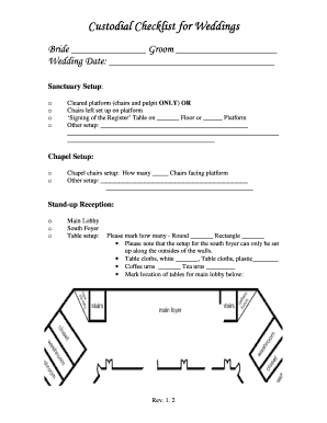 Custodial Checklist for Weddings