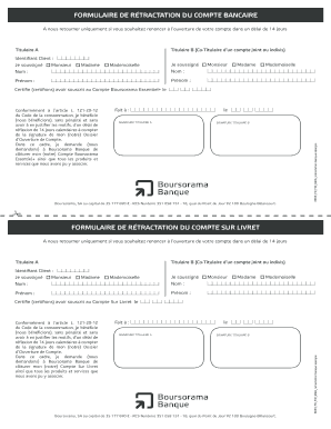 FORMULAIRE DE RÉTRACTATION DU COMPTE BANCAIRE