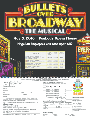 Peabody Opera House Ticket Order Form