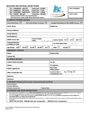 20142015 IRC OFFICIAL ENTRY FORM - aucklandcarcluborgnz - aucklandcarclub org