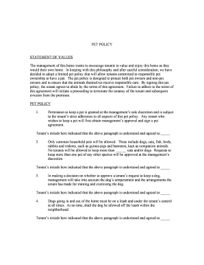Residential Pet Policy Agreement