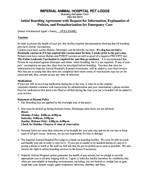 Pet Boarding Admission Form