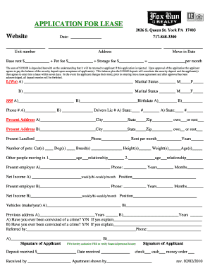 Application for Lease