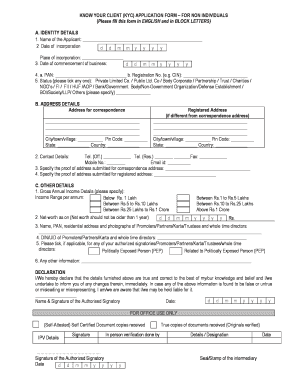 KYC Application Form for Non-Individuals