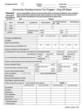 Community Volunteer Income Tax Program Drop Off Sheet