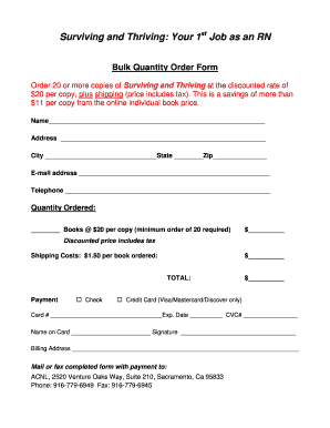 Bulk Quantity Order Form for Surviving and Thriving