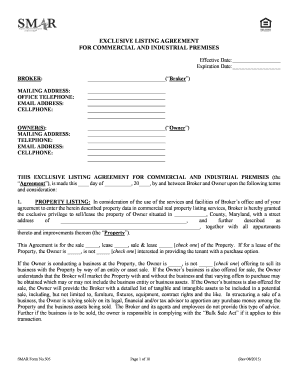 Exclusive Listing Agreement for Commercial and Industrial Premises