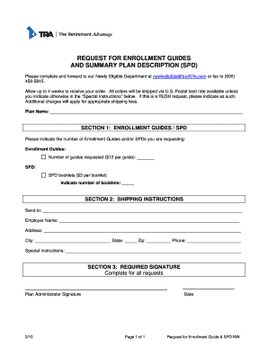 Request for Enrollment Guides and SPD