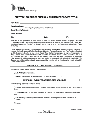 Election to Divest Publicly Traded Employer Stock