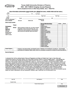 Texas A&M University Imaging Access Request Form