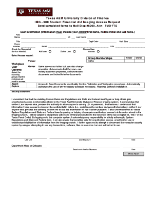 Texas A&M Student Financial Aid Imaging Access Request