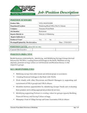 fillable online job position description zoomtanzania classifieds
