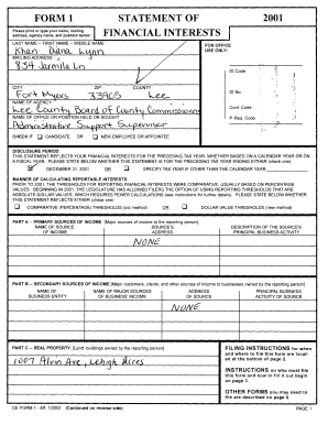 Florida Financial Interest Disclosure Form 1