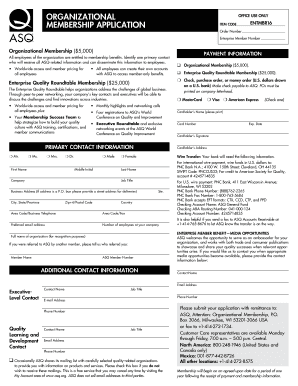 ASQ Organizational Membership Application