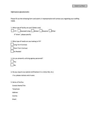 Staffing Needs Information Questionnaire