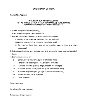 Union Bank of India Interview Cum Appraisal Form