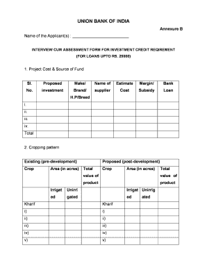 Union Bank of India Loan Application Form