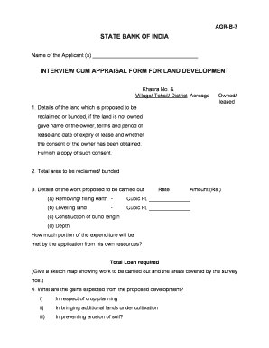 State Bank of India Land Development Loan Application
