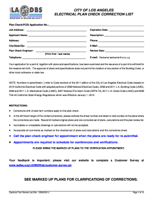 Los Angeles Electrical Plan Check Correction List