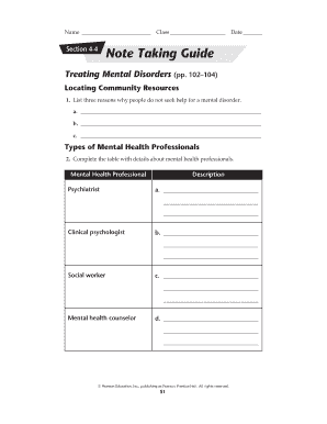 Mental Health Note Taking Guide