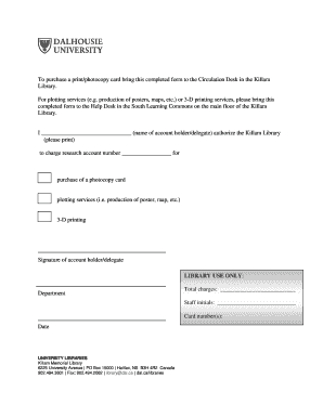 Killam Library Service Authorization Form