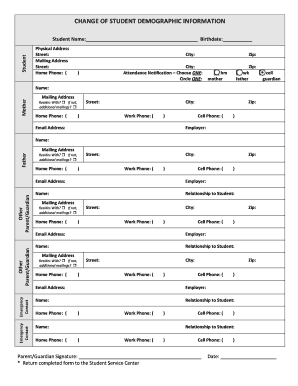 Change of Student Demographic Information Form