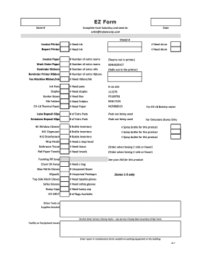 Weekly Store Supply Order Form