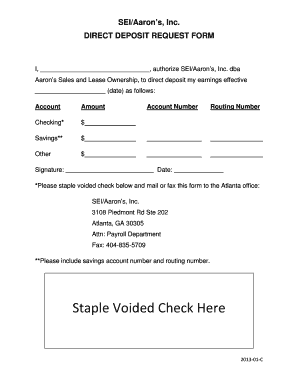 Direct Deposit Request Form