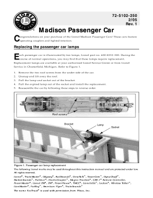 Lionel Madison Passenger Car Lamp Replacement Instructions