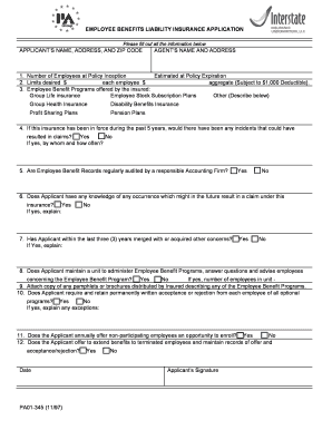 Employee Benefits Liability Insurance Application