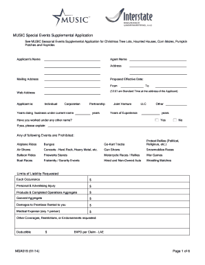 MUSIC Special Events Supplemental Application