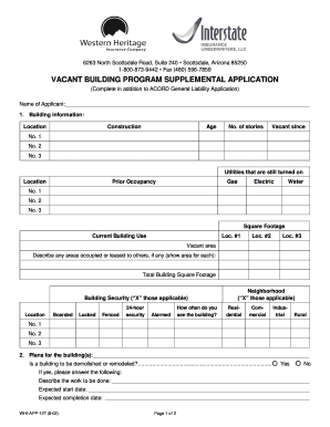 Vacant Building Program Supplemental Application