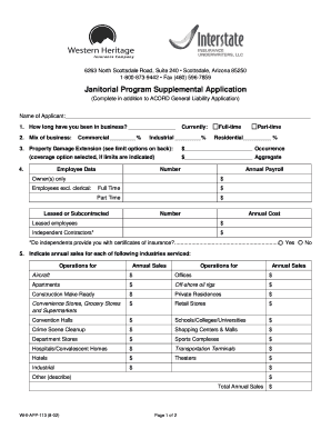 Janitorial Program Supplemental Application