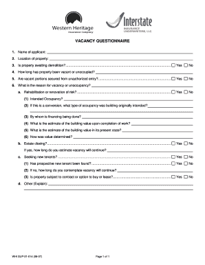 Vacancy Questionnaire