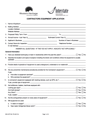 Contractors Equipment Application