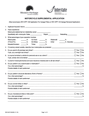 Motorcycle Supplemental Application