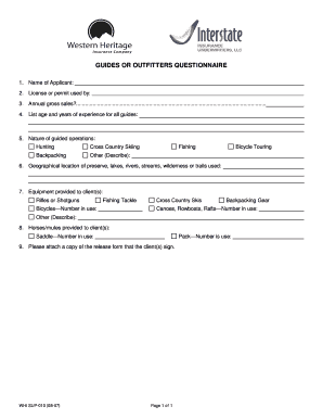 Guides or Outfitters Questionnaire