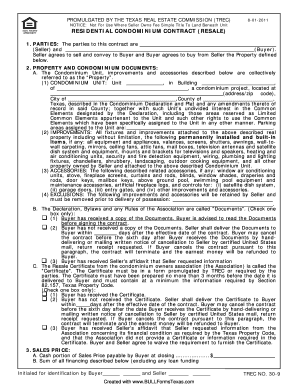 Texas Residential Condominium Contract (Resale)