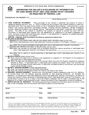Texas Lead-Based Paint Disclosure Addendum