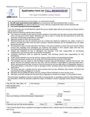 Library Membership Application Form