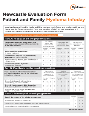 Myeloma Infoday Evaluation Form