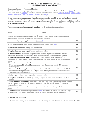 Emergency Passport Application Checklist