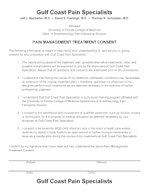 Pain Management Treatment Consent Form