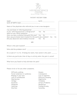 Patient History Form