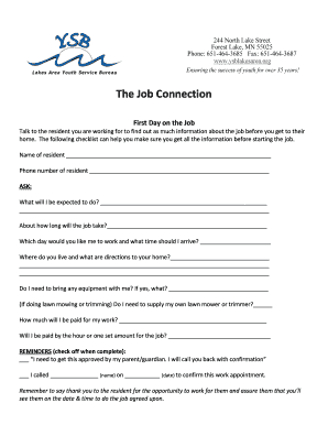 First Day on the Job Checklist